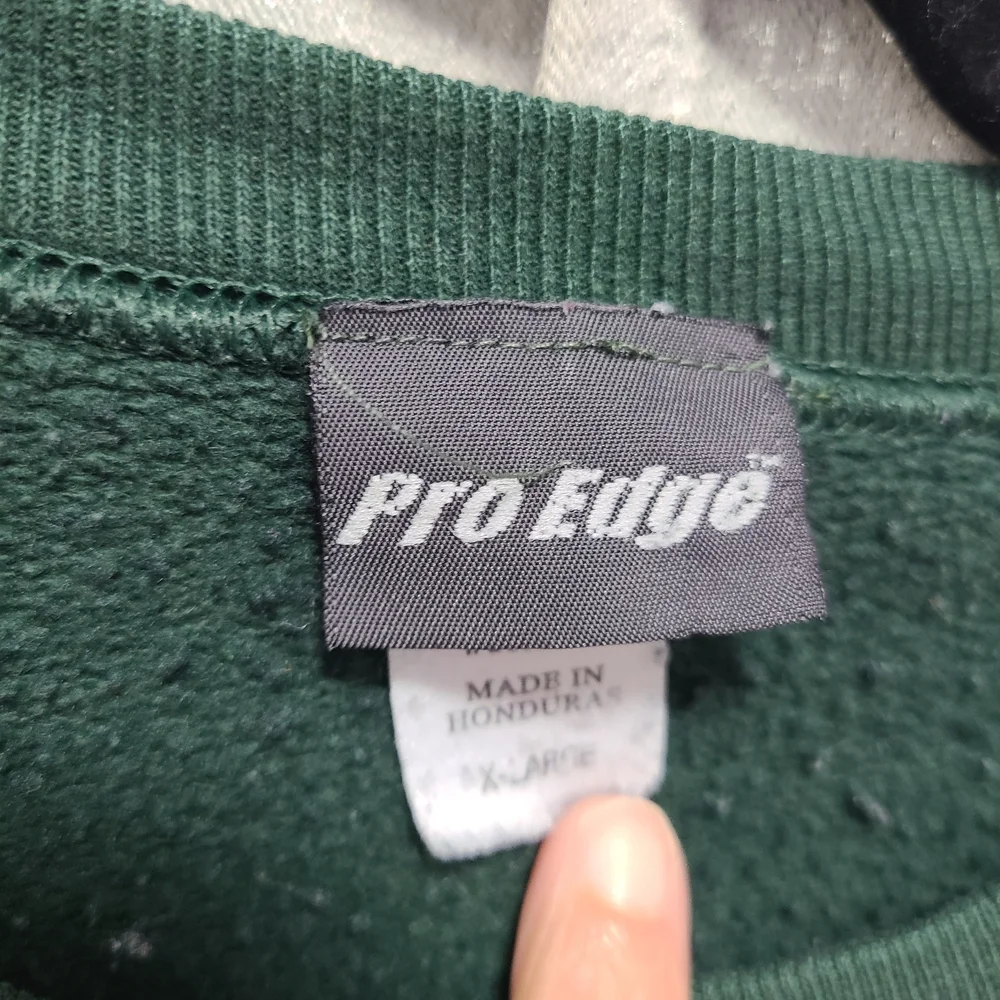 Vtg Pro Edge Green MSU SPARTANS Crewneck Sweater‎ XL - Picture 3 of 7